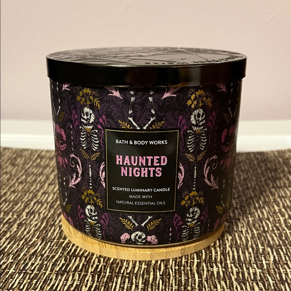 Bath & Body Works Haunted Nights Candle with Skeleton Design